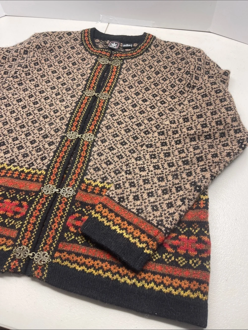 SKYR Sweater Womens Large Nordic Isle 100% Wool Shetland Cardigan